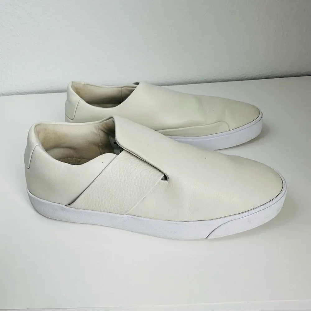 Nike Ivory Leather Slip On Sneakers Women Size 7.5‎ Flaw